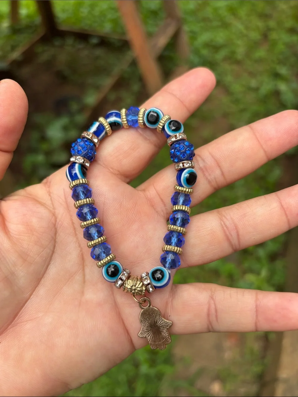 Blue Hamsa & Evil Eye Beaded Bracelet - Women's Jewelry